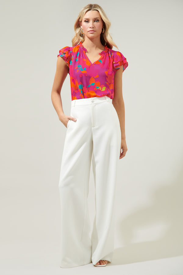 Sugarlips Constance Floral Bellissima Ruffle Sleeve Top