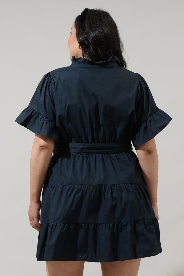 Sugarlips Cottonwood Ruffle Button Down Mini Dress Curve