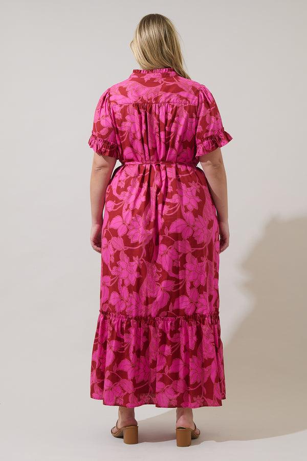 Sugarlips Craney Floral Alna Button Up Midi Dress Curve