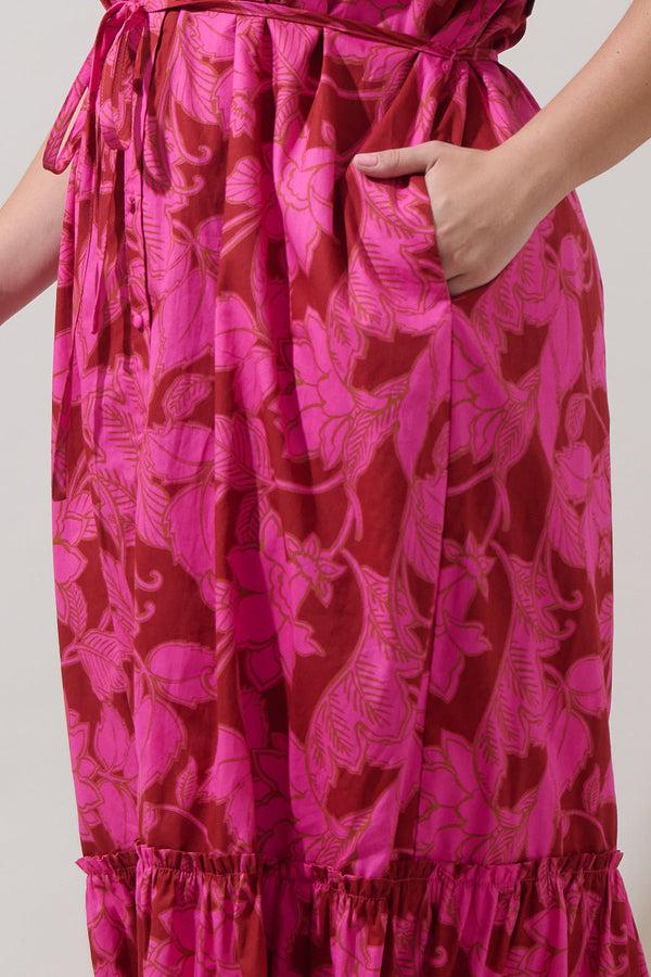 Sugarlips Craney Floral Alna Button Up Midi Dress Curve