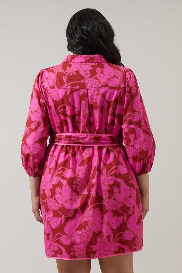 Sugarlips Craney Floral Ravan Collared Mini Dress Curve