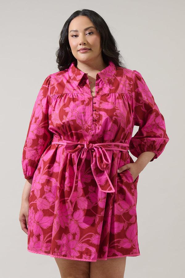 sugarlips Craney Floral Ravan Collared Mini Dress Curve