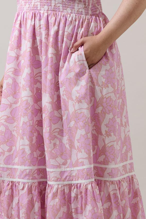 Sugarlips Daney Floral Ordy Smocked Midi Dress Curve