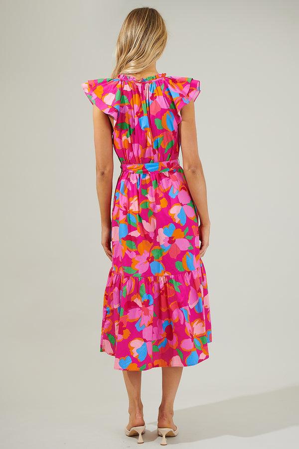 Sugarlips Daphne Floral Charlotte Button Midi Dress