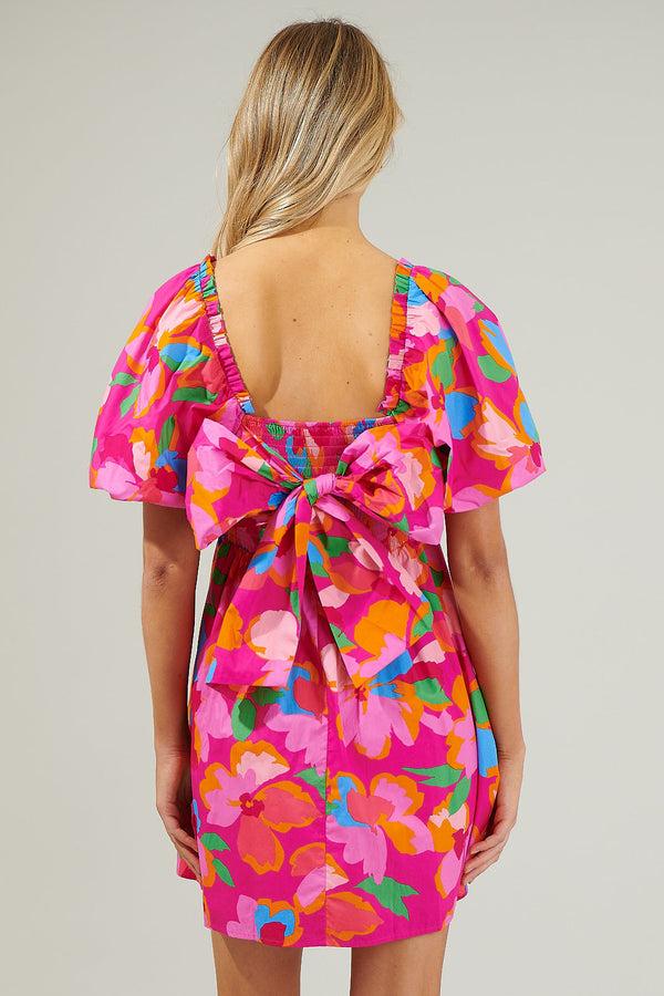 Sugarlips Daphne Floral Marion Puff Sleeve Babydoll Mini Dress