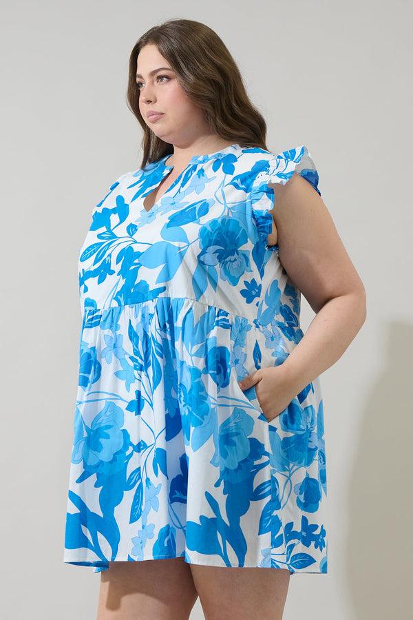 Sugarlips Darien Floral Kass Ruffle Mini Dress Curve