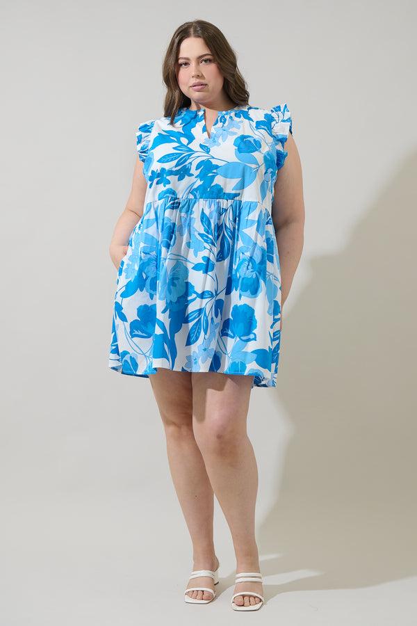 Sugarlips Darien Floral Kass Ruffle Mini Dress Curve