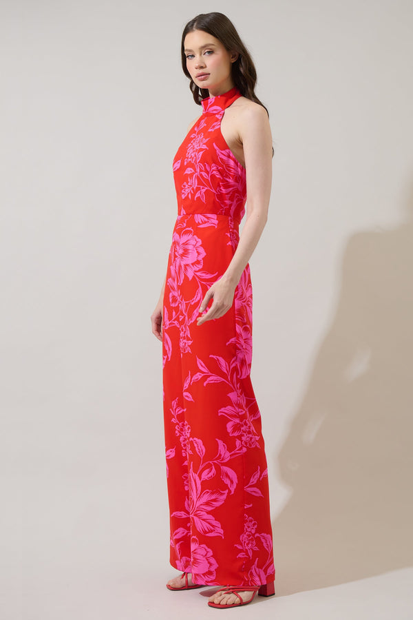 Sugarlips Darline Floral After Hours Halter Jumpsuit