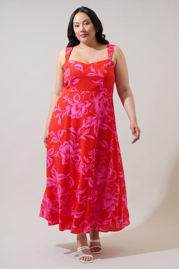 sugarlips Darline Floral Bary Smocked Maxi Dress Curve