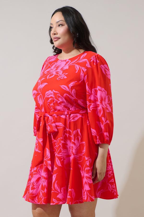 Sugarlips Darline Floral Collins Godet Mini Dress Curve