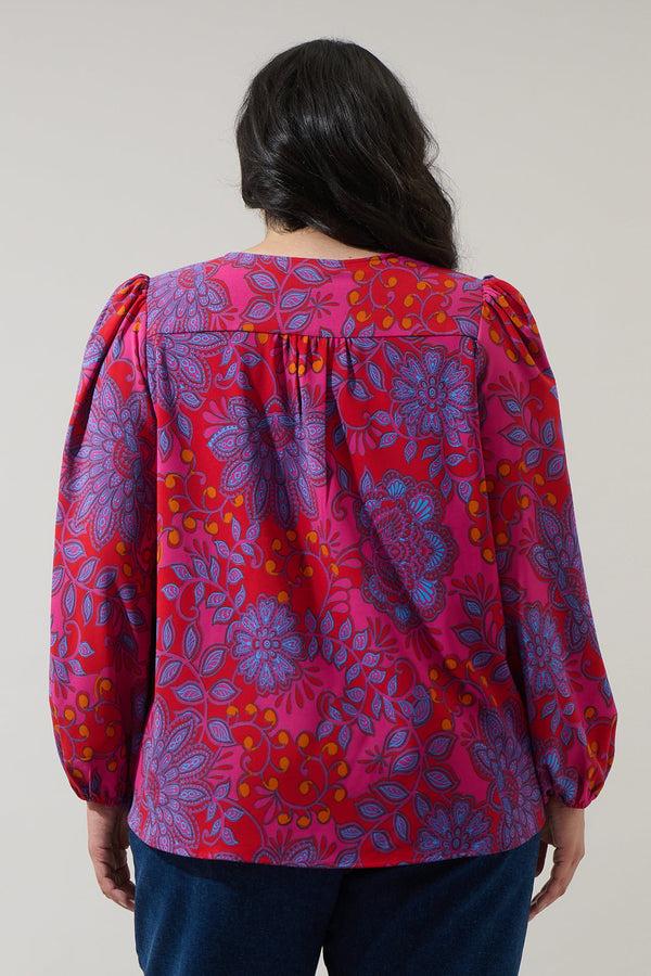 Sugarlips Darret Floral Marwa Long Sleeve Blouse Curve