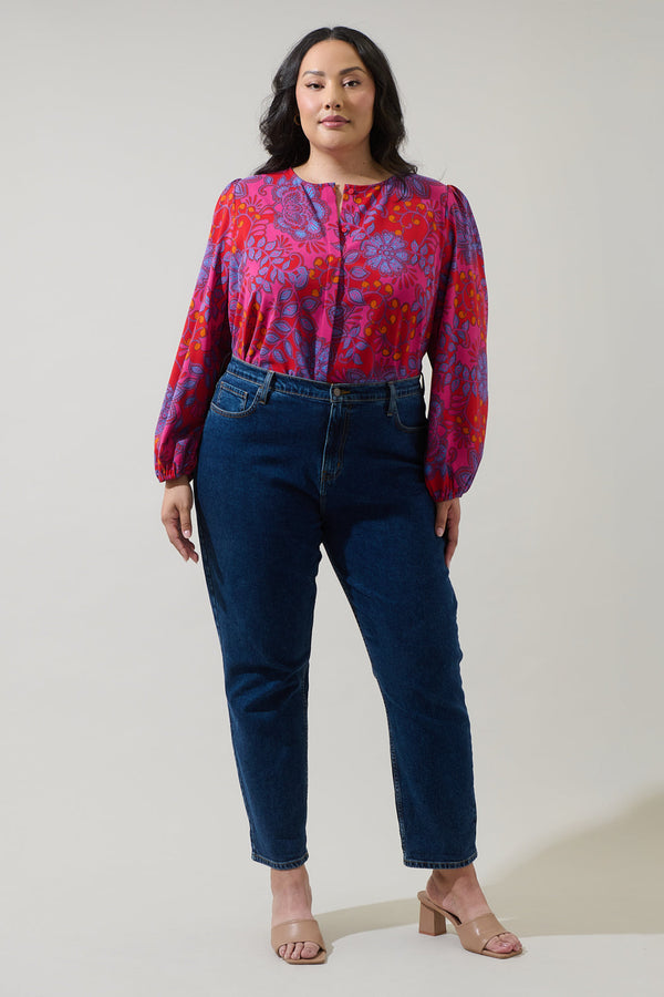 Sugarlips Darret Floral Marwa Long Sleeve Blouse Curve