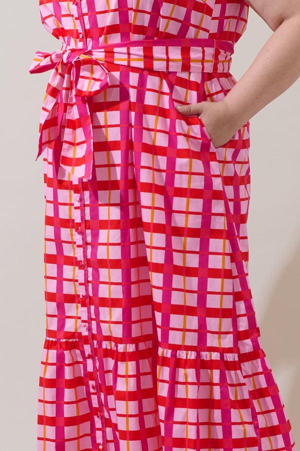Sugarlips Darvy Checker Cileah Collared Maxi Dress Curve