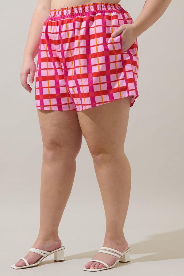Sugarlips Darvy Checker High Waisted Kiera Shorts Curve