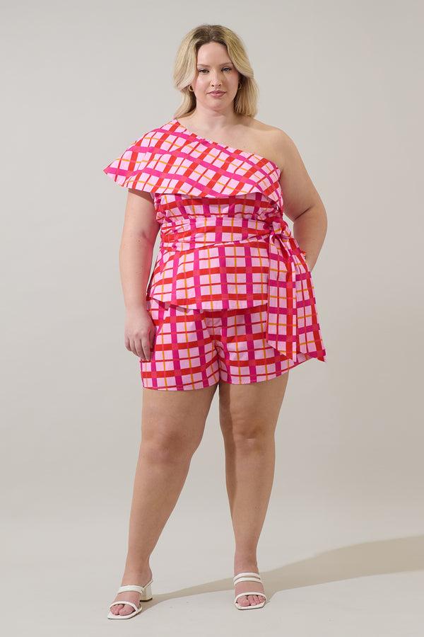 Sugarlips Darvy Checker High Waisted Kiera Shorts Curve