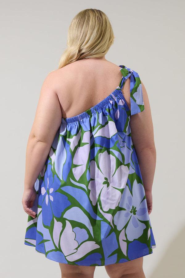 Sugarlips Dayana Floral Adley Shift One Shoulder Mini Dress Curve