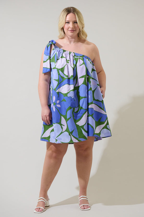 Sugarlips Dayana Floral Adley Shift One Shoulder Mini Dress Curve
