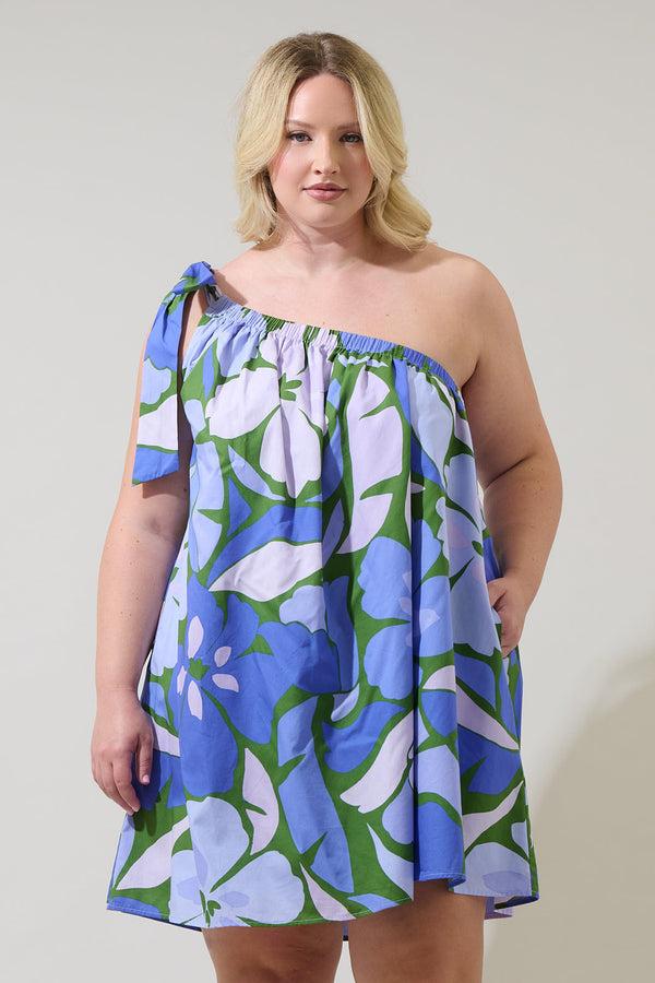sugarlips Dayana Floral Adley Shift One Shoulder Mini Dress Curve