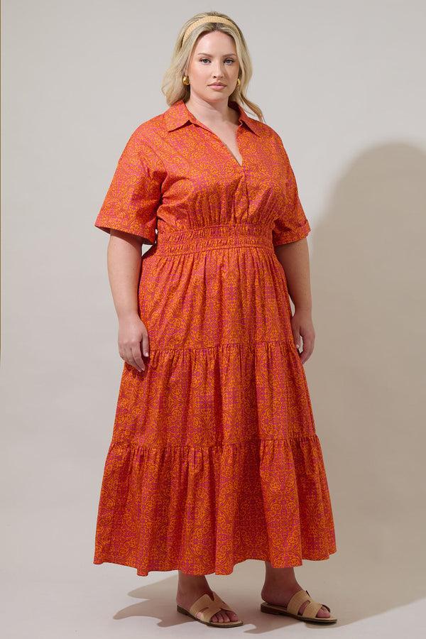 Sugarlips DeBary Floral Milah Tiered Maxi Dress Curve