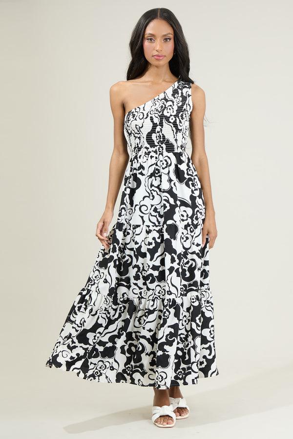 Sugarlips Del Mar Smocked One Shoulder Lys Maxi Dress