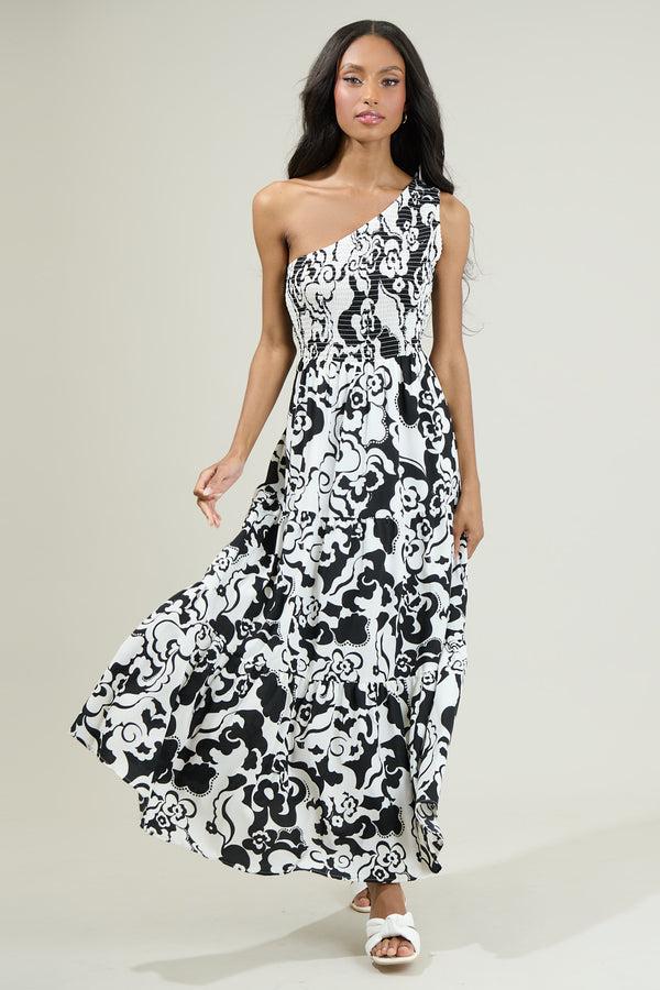 sugarlips Del Mar Smocked One Shoulder Lys Maxi Dress