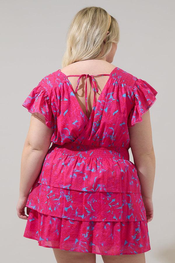 Sugarlips Delina Floral Gerry Ruffle Mini Dress Curve