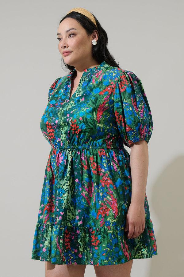 Sugarlips Devin Floral Marissa Mini Poplin Dress Curve