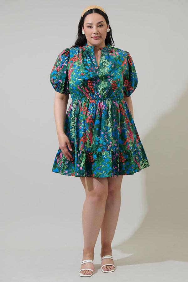 Sugarlips Devin Floral Marissa Mini Poplin Dress Curve