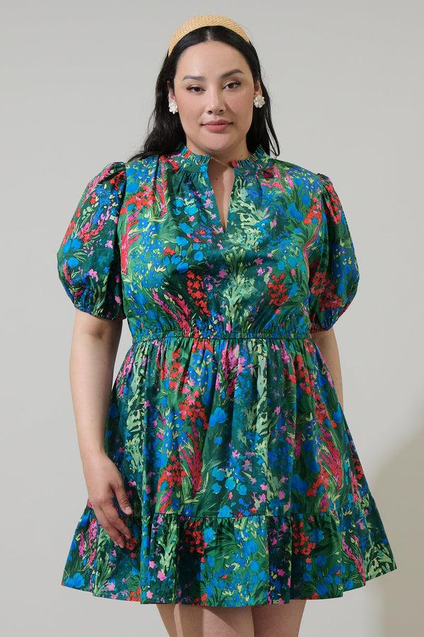 sugarlips Devin Floral Marissa Mini Poplin Dress Curve