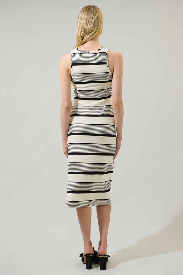 Sugarlips Devra Club Stripe Ribbed Knit Tank Midi Dress