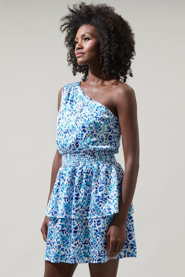 Sugarlips Dew Drop Satin Show Off One Shoulder Mini Dress