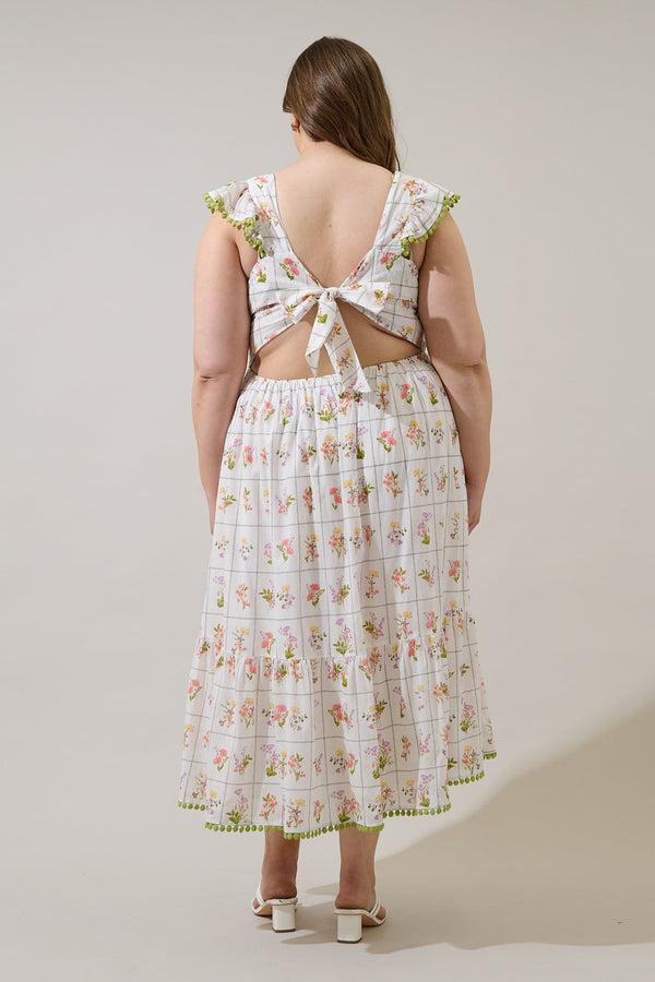 Sugarlips Diane Floral Maira Tie Back Midi Dress Curve