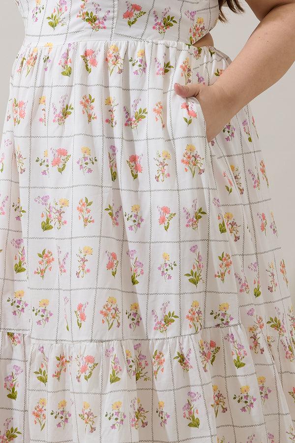 Sugarlips Diane Floral Maira Tie Back Midi Dress Curve