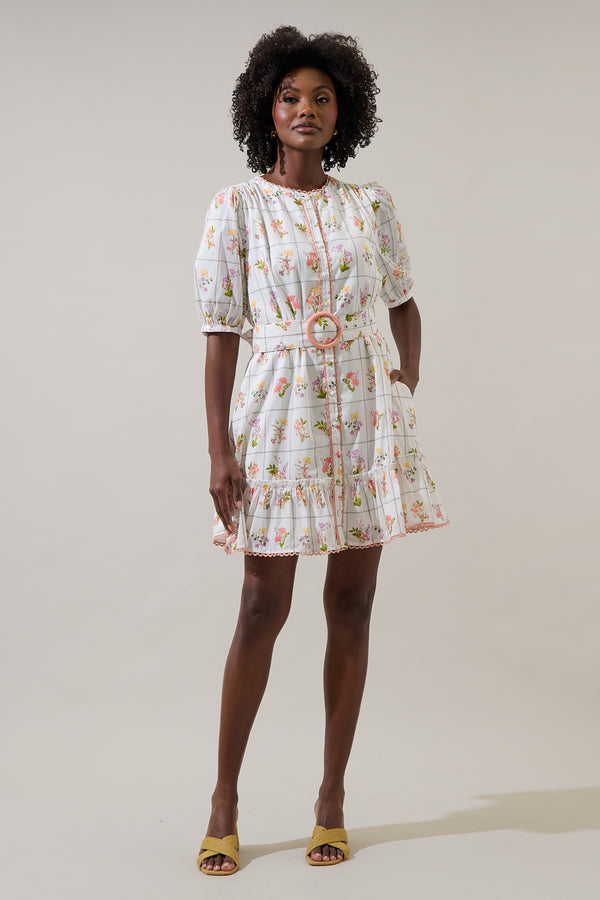 Sugarlips Diane Floral Redna Button Down Mini Dress