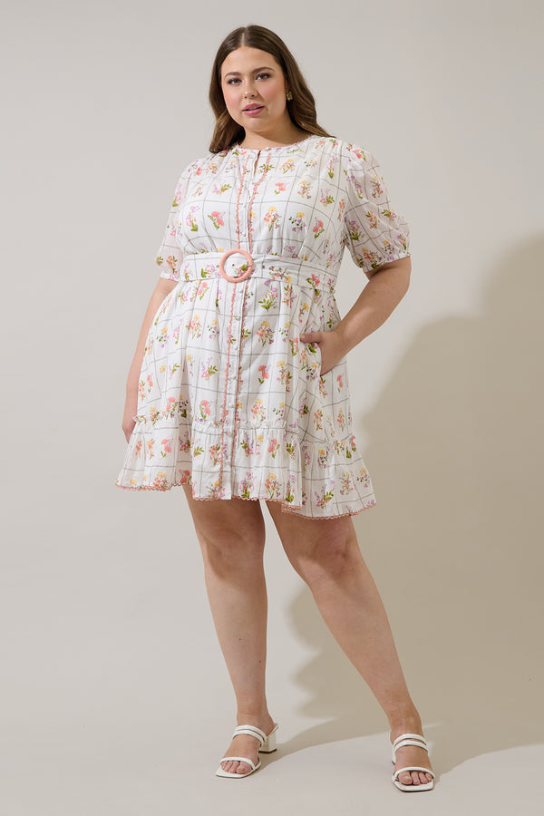Sugarlips Diane Floral Redna Button Down Mini Dress Curve