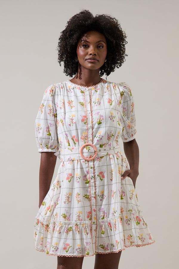 sugarlips Diane Floral Redna Button Down Mini Dress