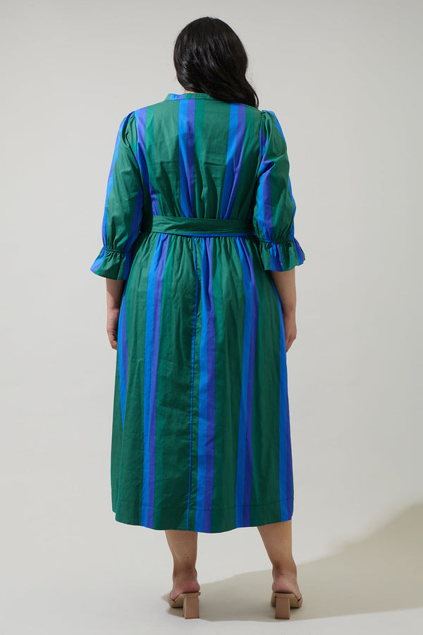Sugarlips Dolary Stripe Senda Long Sleeve Maxi Dress Curve