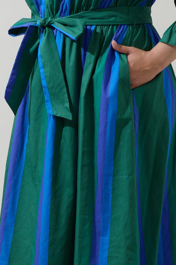 Sugarlips Dolary Stripe Senda Long Sleeve Maxi Dress Curve