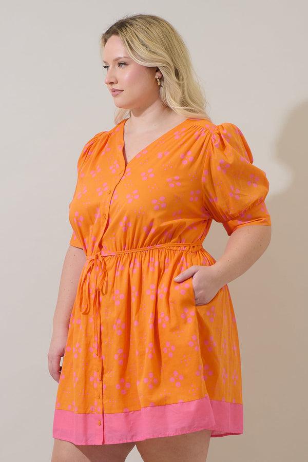Sugarlips Donna Dot Elanie Button Down Mini Dress Curve