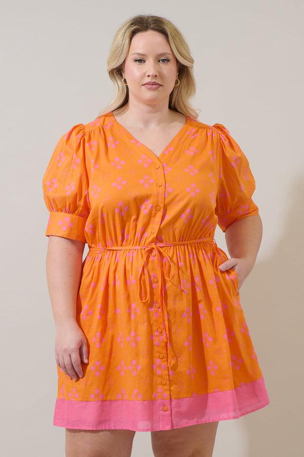 sugarlips Donna Dot Elanie Button Down Mini Dress Curve