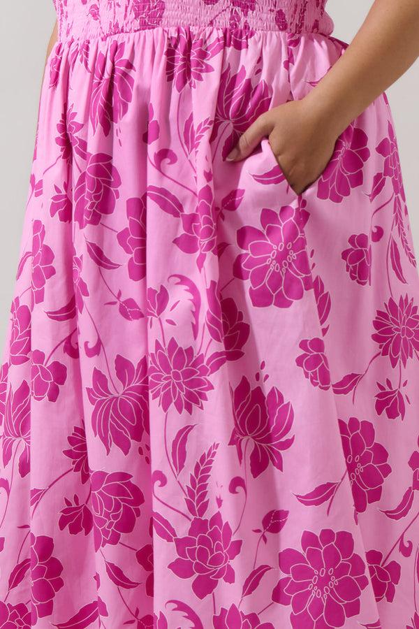 Sugarlips Dovina Floral Maray Smocked Midi Dress Curve