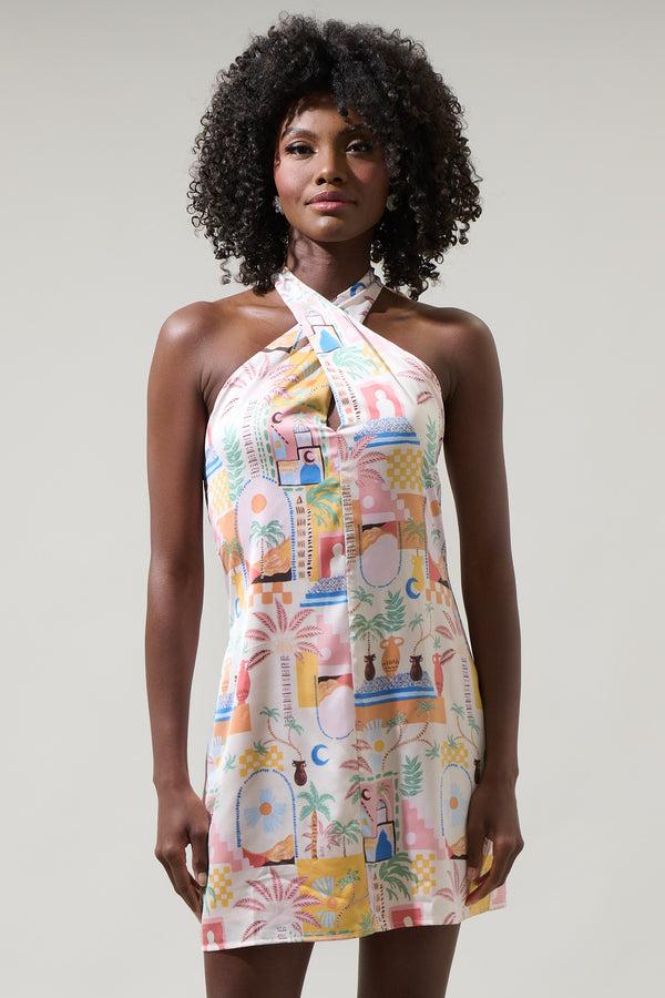 Sugarlips Down The Sunset Lissa Halter Shift Mini Dress