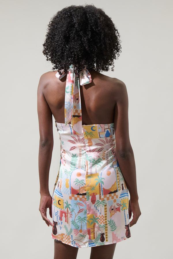 Sugarlips Down The Sunset Lissa Halter Shift Mini Dress