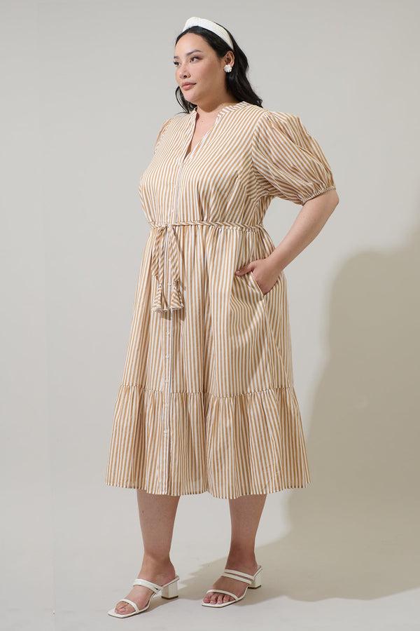 Sugarlips Dream State Beth Button Down Midi Dress Curve