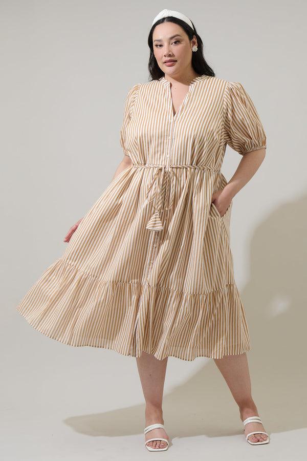 sugarlips Dream State Beth Button Down Midi Dress Curve
