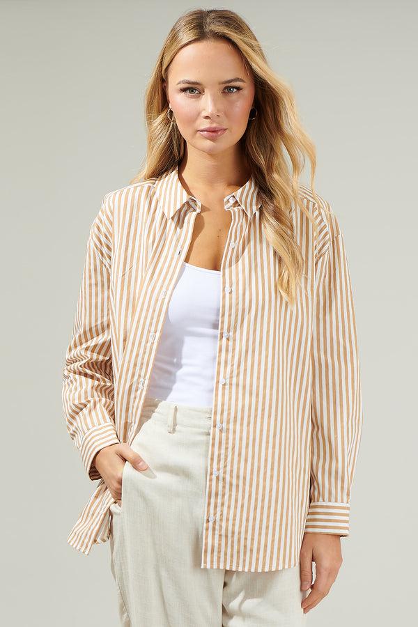 sugarlips Dream State Striped Oversized Button Down Shirt
