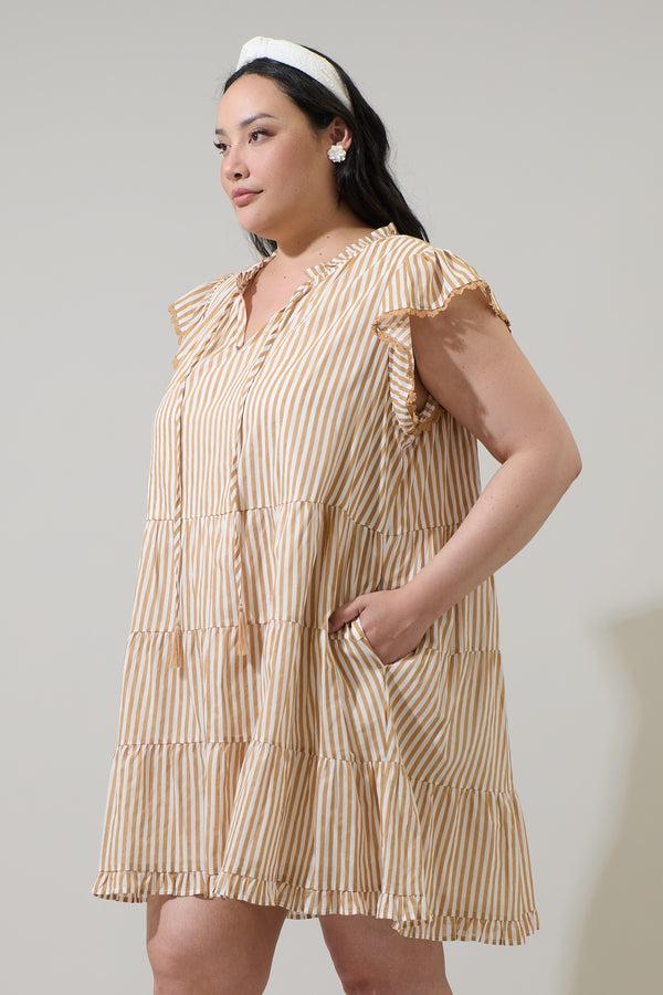 Sugarlips Dream State Striped Yodi Shift Mini Dress Curve