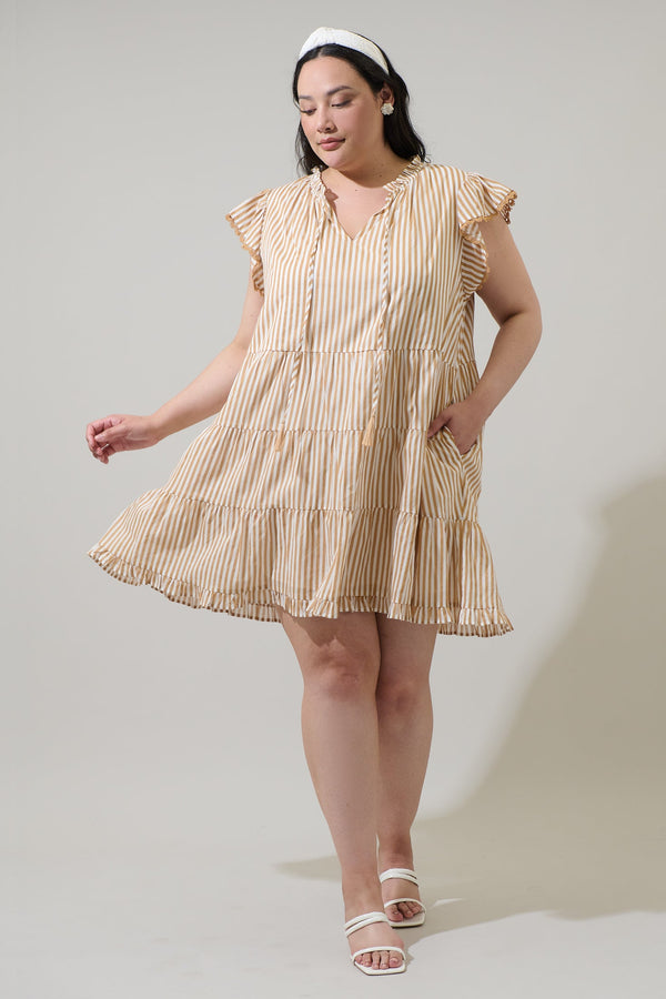 Sugarlips Dream State Striped Yodi Shift Mini Dress Curve