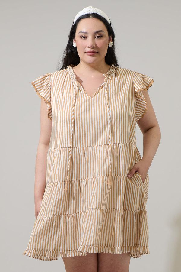 sugarlips Dream State Striped Yodi Shift Mini Dress Curve