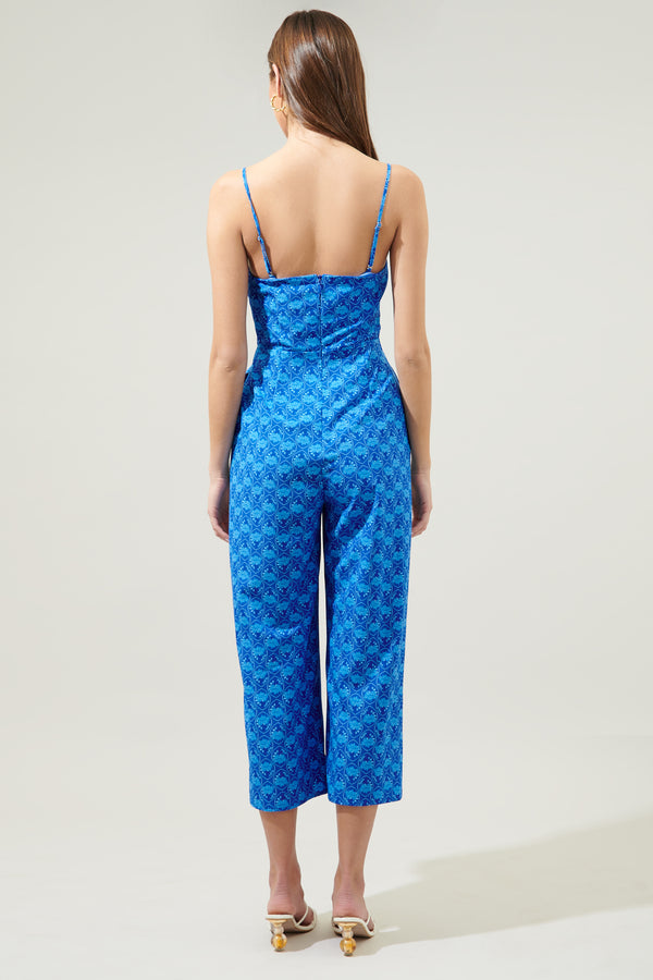 Sugarlips Driftwood Floral Caruso Bow Tie Cropped Jumpsuit